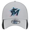 thumbnail image 2 of Men's New Era Gray Miami Marlins Linear 39THIRTY Flex Hat, 2 of 6