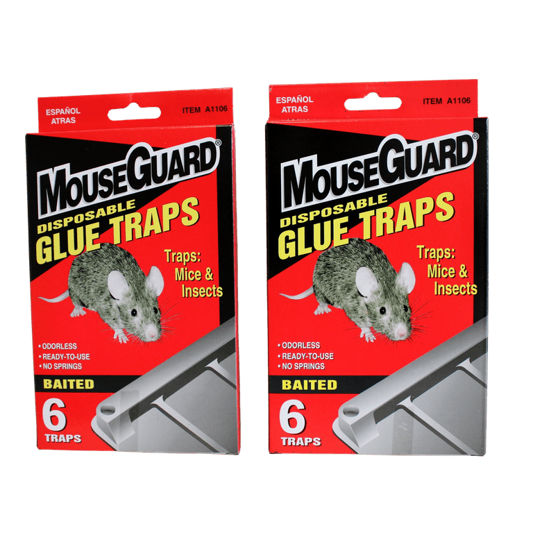 Mouse Guard 12 Pack Ready-to-Use Odorless Mouse Glue Traps for Trapping Mice rodents Insects with No Springs Disposable Safe, Size: None, Black