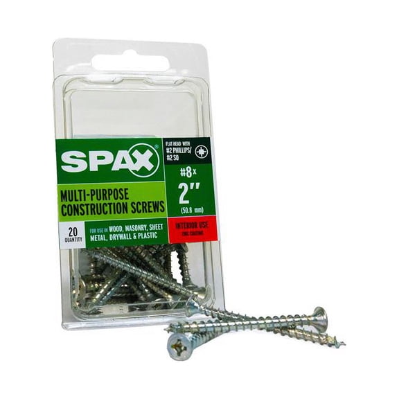Spax 4101010400502 Multi-Material Screws, 8'x2', BX/20