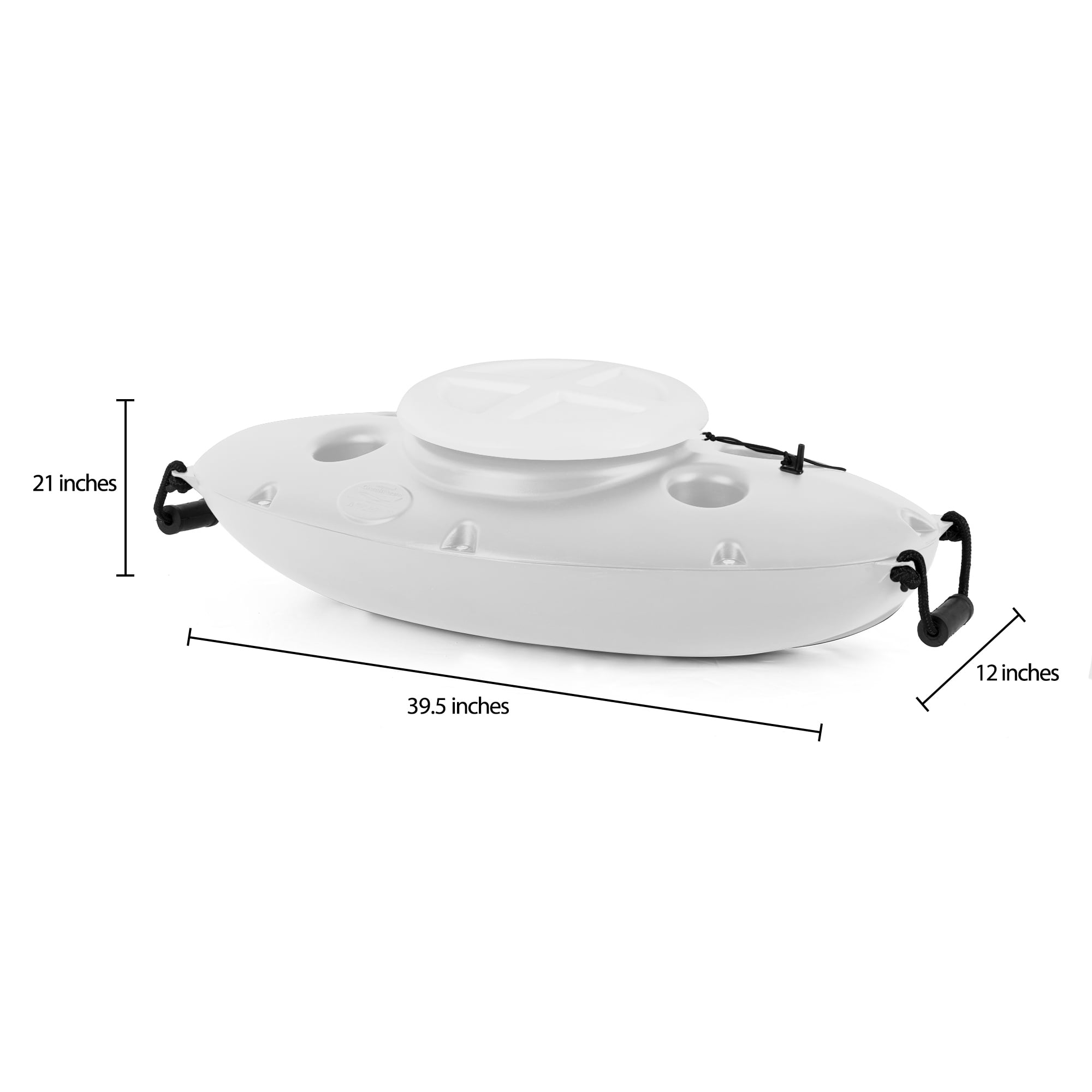 CreekKooler 30 Quart Floating Insulated Cooler Pull Behind Kayak, White