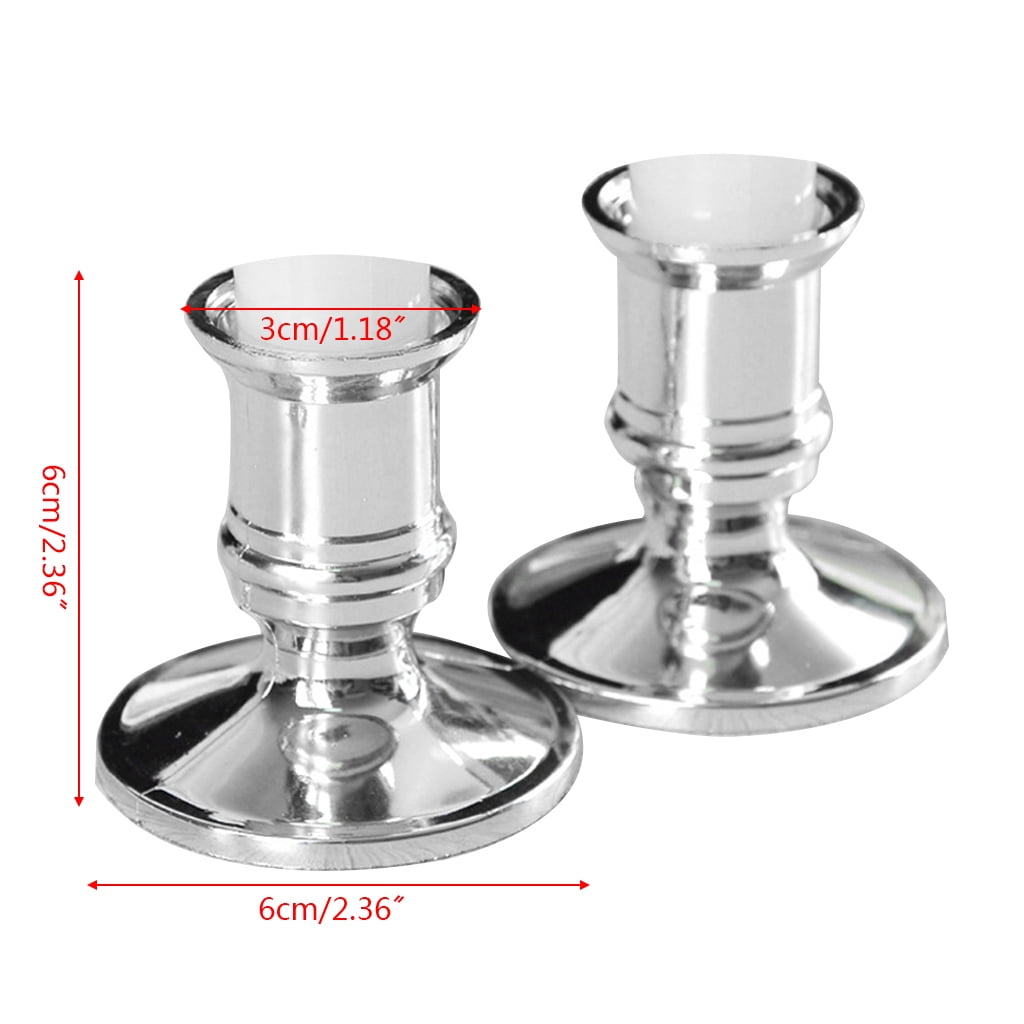 2pcs  2pcs Plastic Candle Base Holder Fits For Taper Pillar Candle Silver 