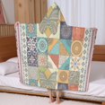 thumbnail image 5 of Multicolor Ethnic Floral and Butterfly Pattern Hooded Bath Towel，60"x35" for Ages 3 To 12 Kids, Quick Dry Lightweight Soft Microfiber Hood Beach Towel Cover Up for Kids, 5 of 7