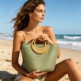 thumbnail image 4 of Bolso de Mano Tejido con Paja de Papel y Asa de Anilla de Ratán – Bolso de Playa de Verano para Mujer, Ideal para Viajes y Vacaciones., 4 of 6