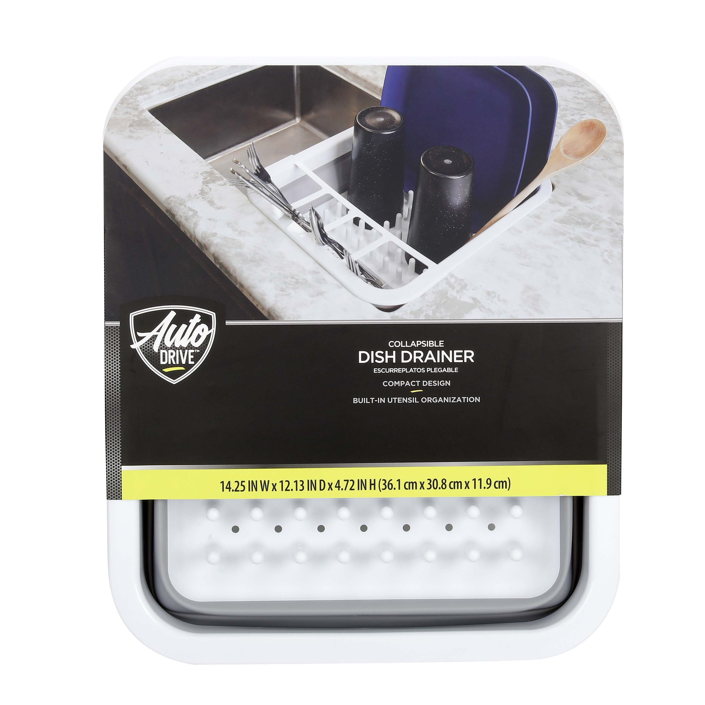 Auto-Drive, RV Collapsible Dish Drainer with Built-in-Utensil Organizer, Thermoplastic rubber