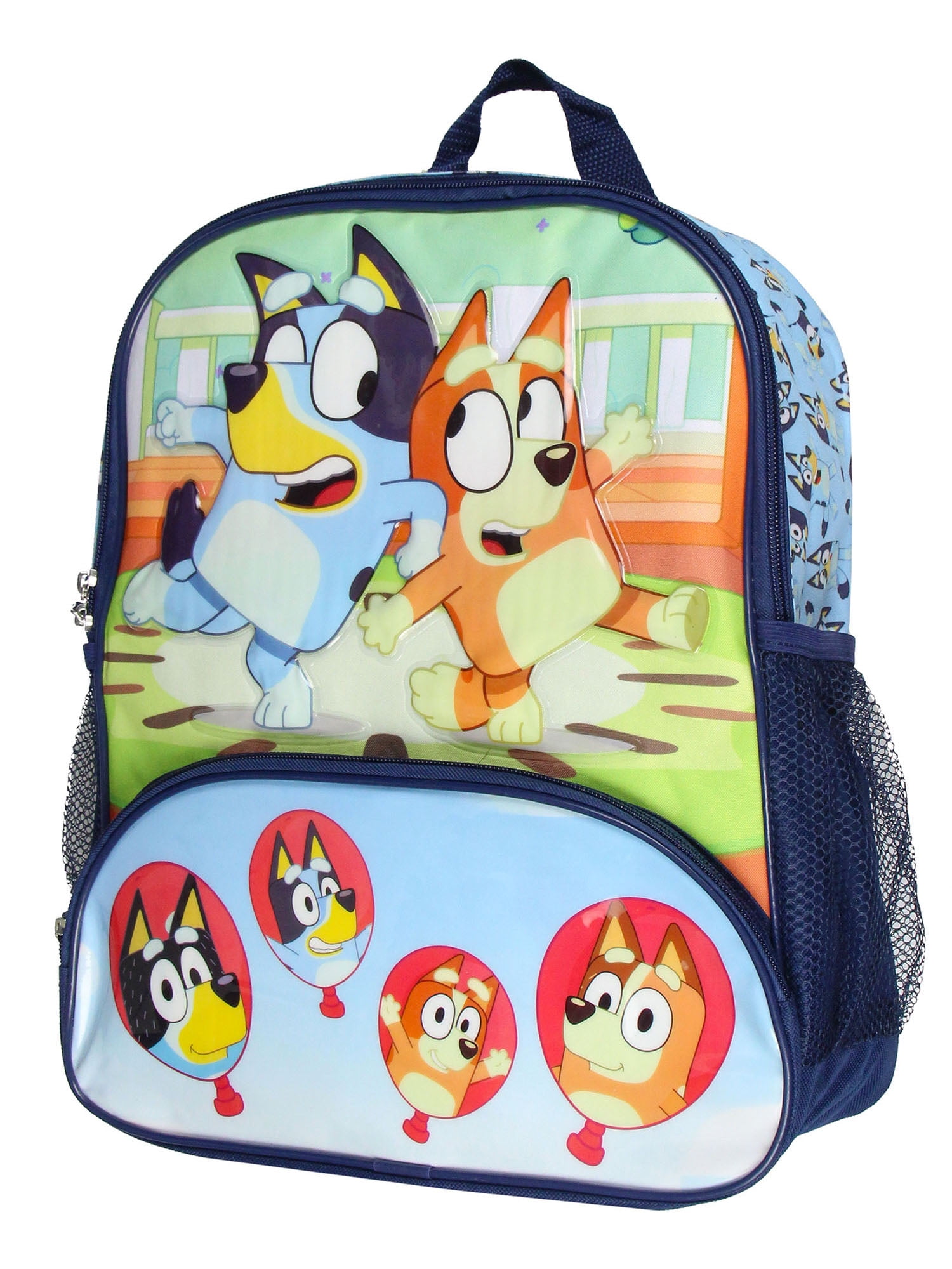 Bluey 14" Kids School Travel Backpack Bag For Toys w/ Raised Character Designs