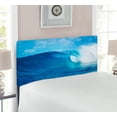 thumbnail image 2 of Ocean Headboard, Nature Cloudy Summer Sky Wavy Ocean Adventure Surfing Vacation Tourist Picture Print, Upholstered Decorative Metal Bed Headboard with Memory Foam, Twin Size, Navy White, by Ambesonne, 2 of 4
