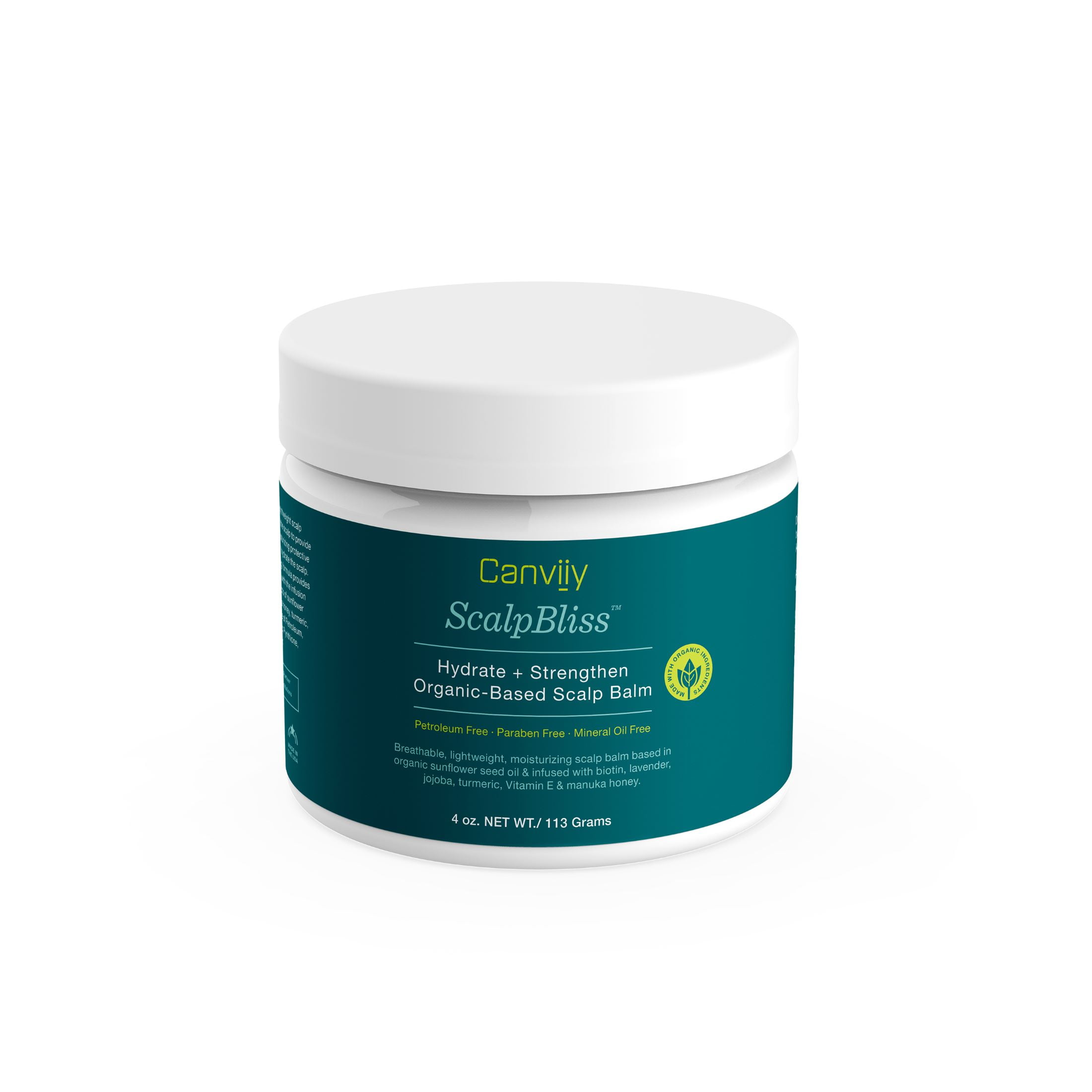 Canviiy ScalpBliss Moisturizing Hydrate + Strengthen Organic-Based Scalp Balm with Sunflower Seed Oil & Biotin, 4 oz