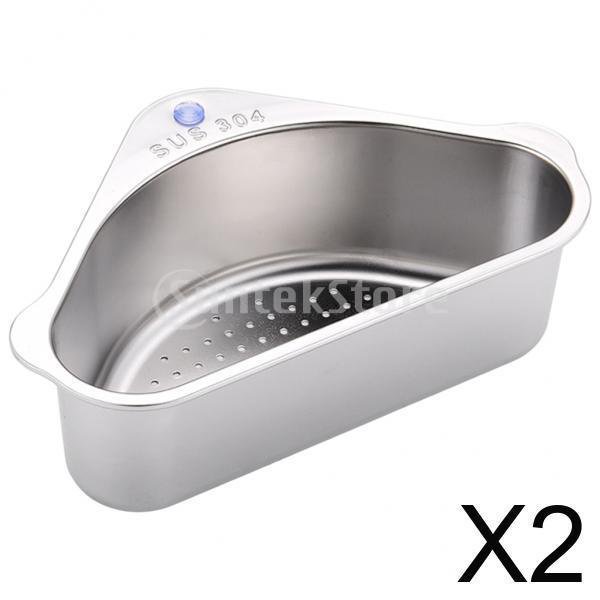 2x Cesta de Drenaje Triangular para Fregadero, Recogedor de Alimentos con Ventosa, Desagüe para Fregadero de Cocina, Colador de Esquina para Fregadero Soledad colador de fregadero de esquina