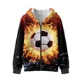 thumbnail image 4 of Uorisanigo Hood Hoodies Zip Up Sweatshirt Shirts for Children Soft Lightweight Long Sleeve Flame Soccer Jacket Kids Athletic Sweatshirt School Fall Winter Clothes, 4 of 8