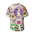 thumbnail image 4 of Goofa Dog Doing Yoga Printed Men's Casual Short-sleeved Shirt,Lightweight Breathable Button-down,Summer Casual men's top,Versatile Fashion shirt-, 4 of 7