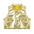 thumbnail image 4 of Alvivi Kids Girls Metallic Sleeveless Turtleneck Tops Gymnastics Workout Tank Vest 8-16 Gold 12, 4 of 6