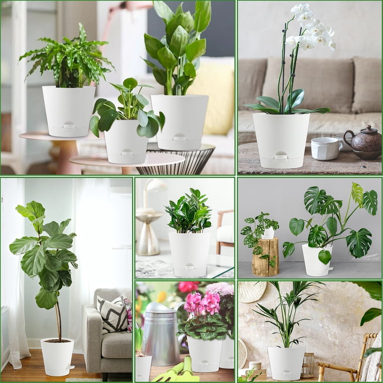 Fabulas Self Watering Planters, 5/5.5/6/6.5/7 Inch Self Watering Plant Pots for Indoor and Outdoor Plants, 5 Pack