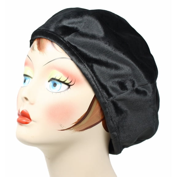 Black Velvet Beret - Satiny Smooth - Classic Retro Style