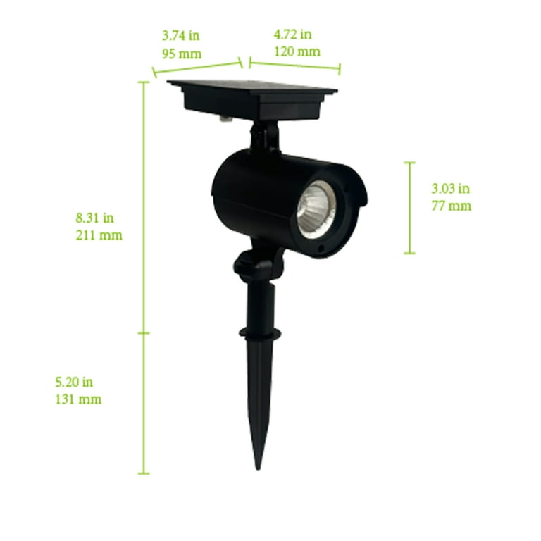 Mainstays Solar Powered Black LED Landscape Spot Light 60 Lumens 2 Count Walmart