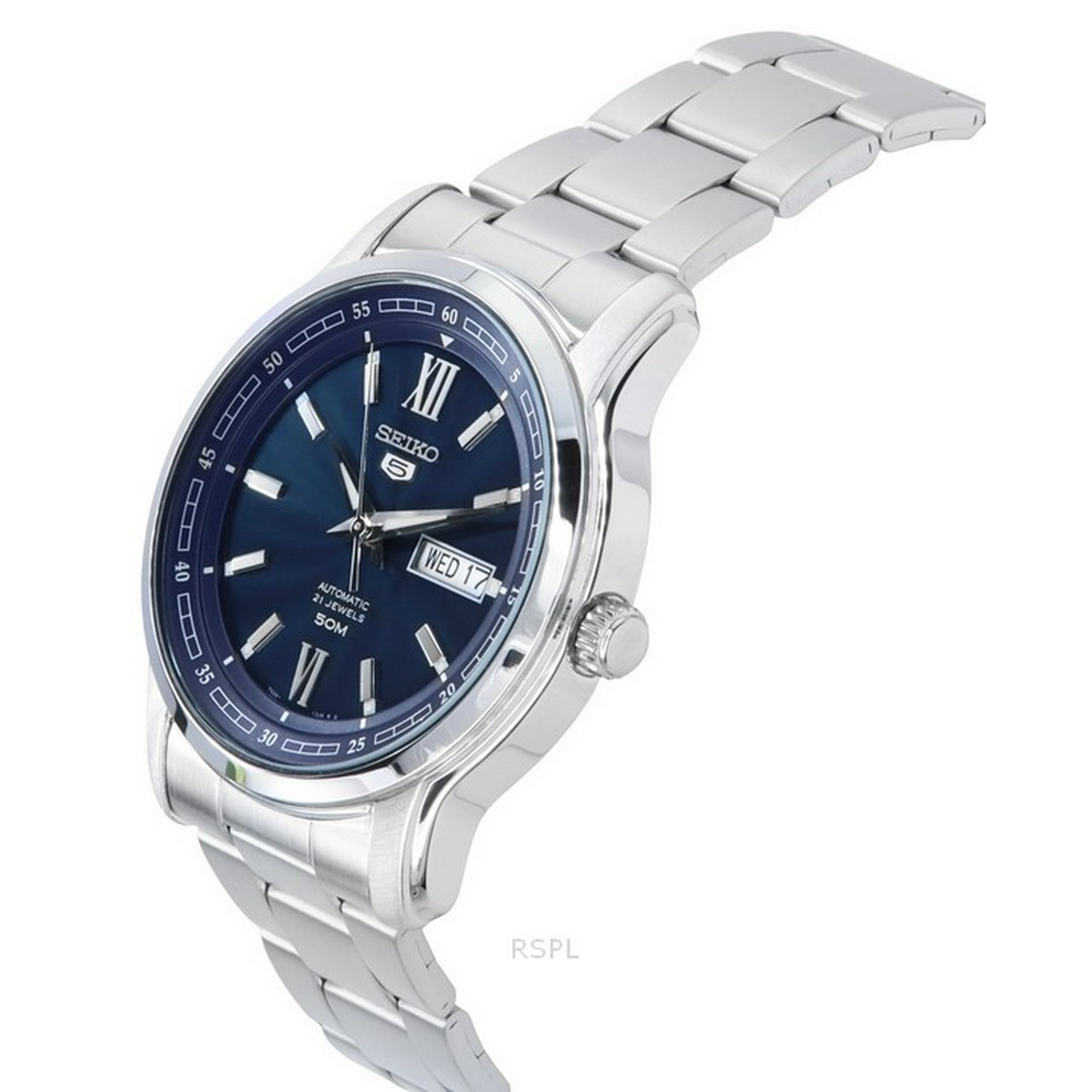 Seiko 5 Analog Stainless Steel Blue Dial Automatic SNKP17K1 Men s Watch Walmart