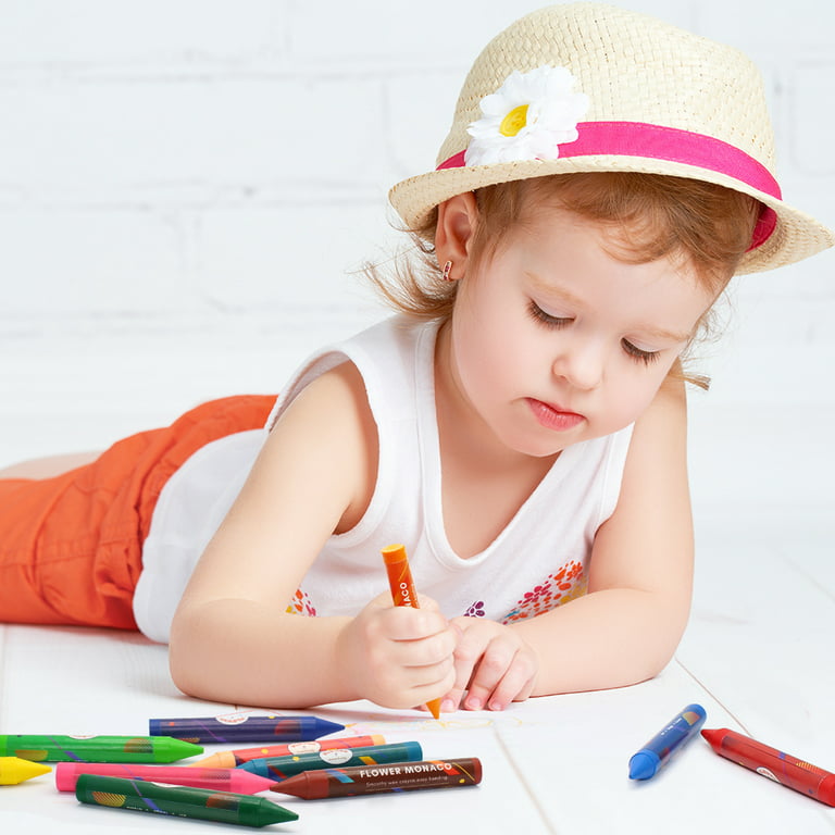 Flower Monaco Jumbo Crayons for Toddlers, Non Toxic, Easy to Hold Large  Crayons for Kids, Safe for Babies and Children