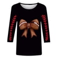 thumbnail image 4 of Ounisa T-Shirts à Manches 3/4 pour Femmes Col Rond Imprimé Football Coupe Ample Décontractée Printemps Été Jour de Match Usage Quotidien Mode Hauts P-5TG, 4 of 6