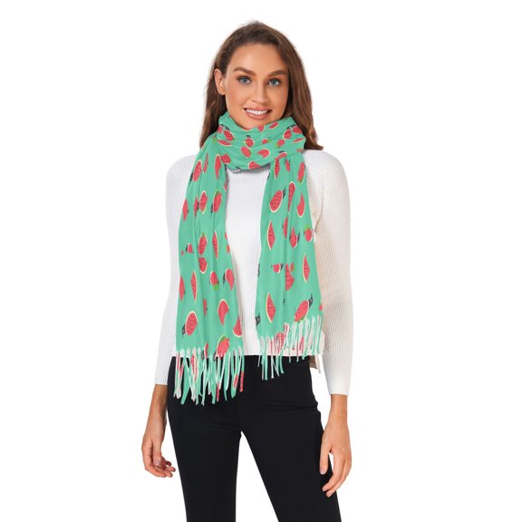 Winter Scarves for Women Watermelon with Bird Fashion Pashmina Shawl Wraps Long Blanket Scarf for Fall Spring