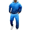 thumbnail image 3 of 2 Piece TrackSuits Set Mens Hoodies and Sweatpants Sets Jogging Workout Casual Sweat Suits Spring Blue L, 3 of 5