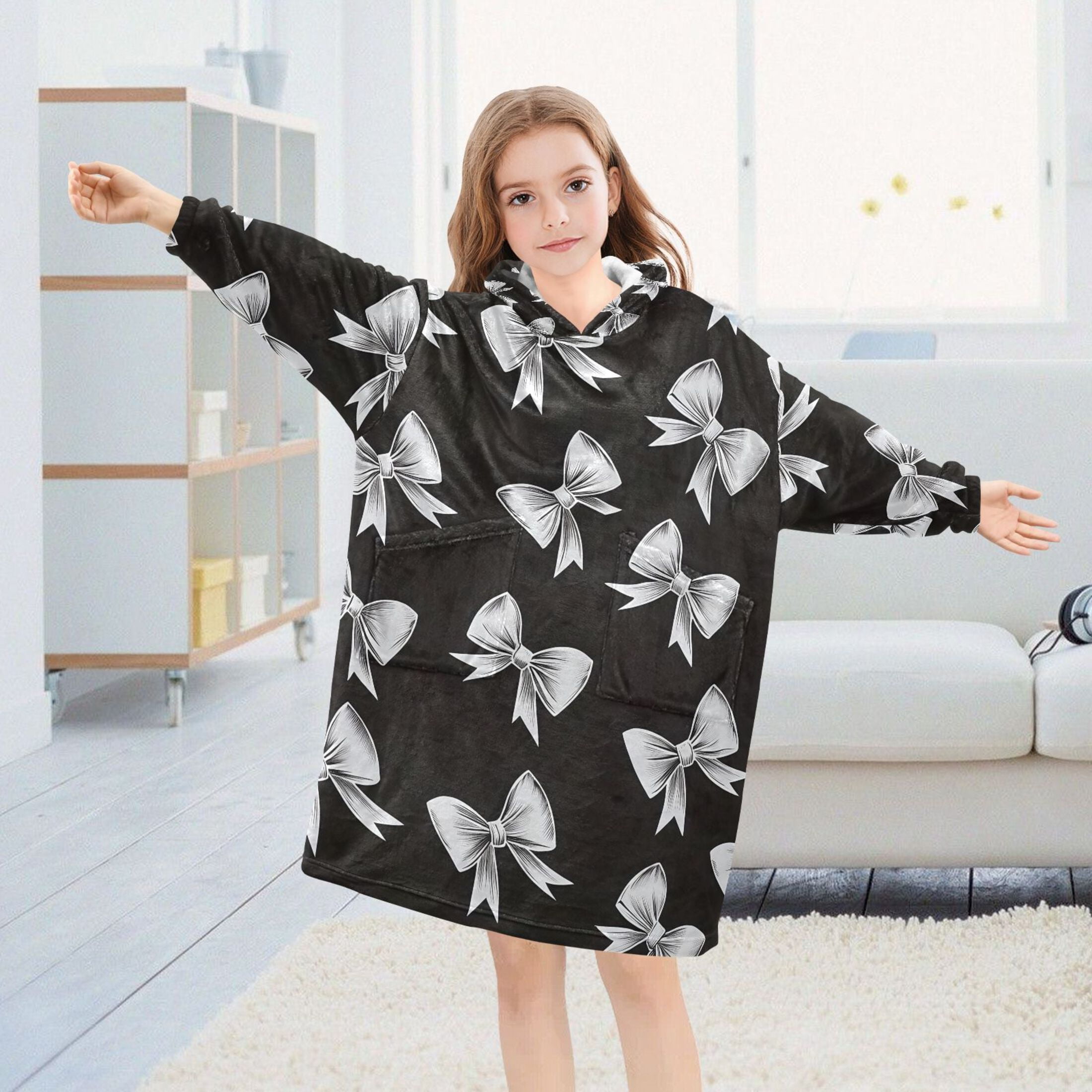joogoo Blanket Hoodie for Bow Oversize Sweatshirt 3-14 YR L