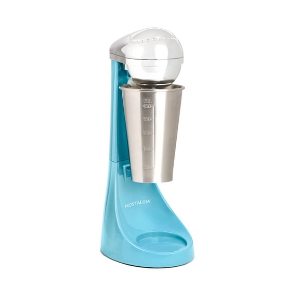 Nostalgia Retro Drink Mixer, 16 oz Milkshake Maker with Stainless Steel Cup and Rod, 100W, Blue