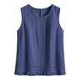 thumbnail image 4 of Trikvn Summer Linen Sets for Women Casual Sleeveless Lace Trim Tank Tops and Drawstring Ruffle Shorts Outfits Boho Beach Vacation Fashion Lounge Set, 4 of 9
