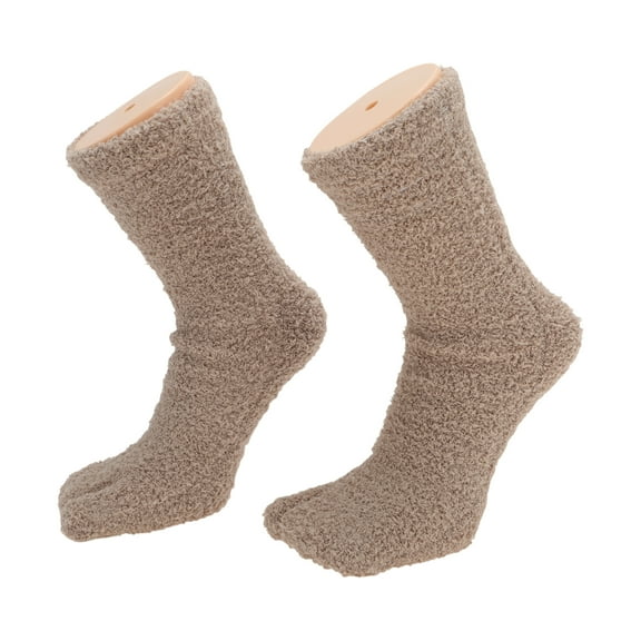 Unique Bargains 1 Pair Two-toed Socks Comfortable Warmth Socks for Women Brown