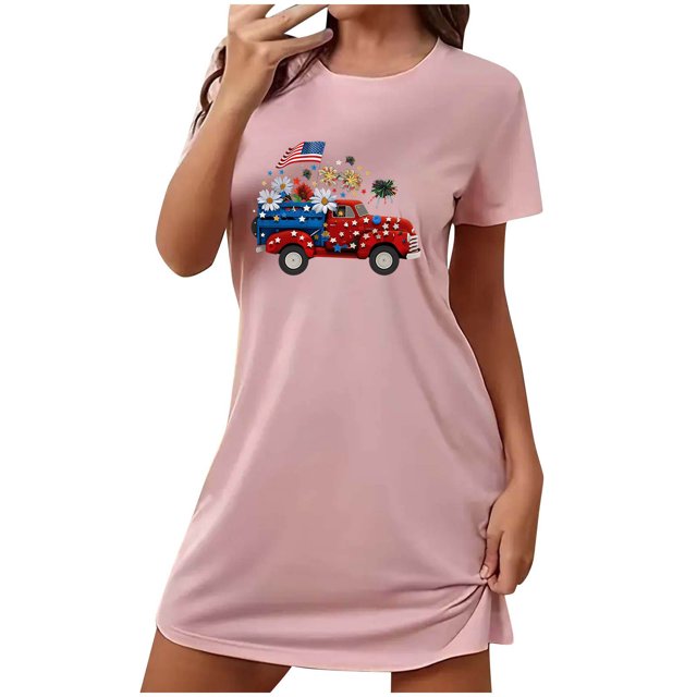 Chemises de Nuit pour Femmes Douces, Chemises à Manches Courtes pour Femmes, Chemise de Nuit Surdimensionnée à Imprimé Poitrine, Chemises de Nuit Douces pour Femmes, Chemises à Manches Courtes pour Femmes