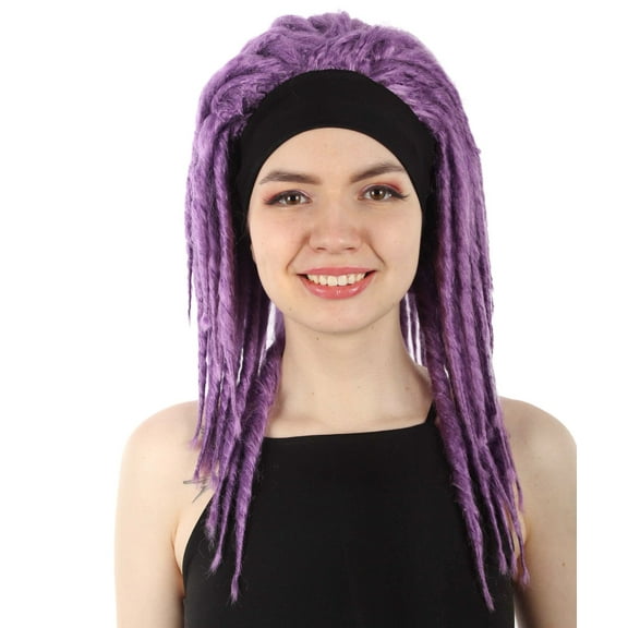 HPO Adult Women's Deluxe Dark Purple Dreadlock Wig – Synthetic Costume Hair for Halloween & Cosplay