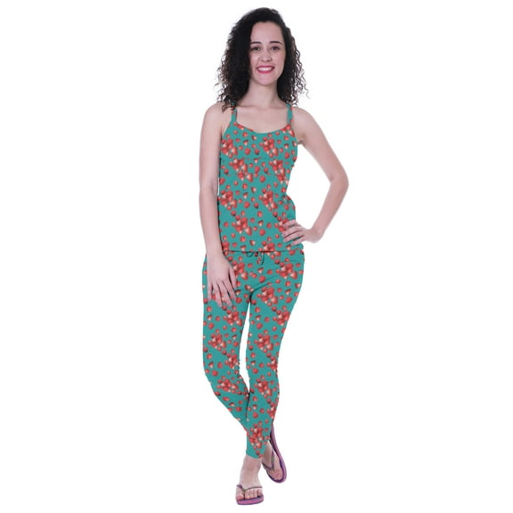 Moomaya Printed Nightwear 2 Pcs Set For Womens Spaghetti strap Sleepwear Pajama Set Pj