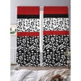 thumbnail image 3 of Black Red Sheer Curtains 96 Inch Length 2 Panels Set, Garden Floral Stripe Aesthetic Flower Boho Voile Window Treatment Semi Sheer Long Curtains Drapes for Bedroom/Living Room/Kitchen 52"x96"x2, 3 of 7