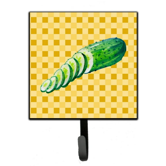 Carolines Treasures BB7199SH4 Cucumber on Basketweave Leash or Key Holder Single Hook multicolor