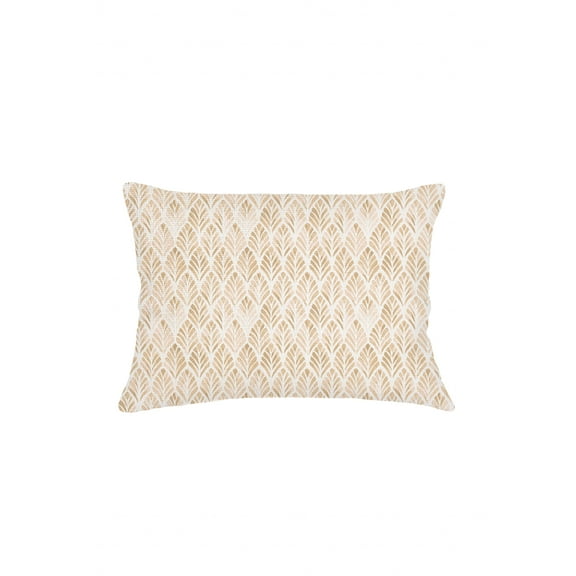 Beige Geo Palm Velvet Pillow 14x20 Down