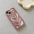 thumbnail image 3 of Love Heart Electro Plating Hollow Luxury Cute Clear TPU Case for Women Girls Compatible with iPhone Case (Black,iPhone 12), 3 of 8