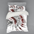 thumbnail image 2 of Ambesonne Tribal Bedding Set 3 Pcs, Feather Headdress, Twin XL, Burgundy Black White, 2 of 3