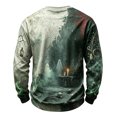 thumbnail image 4 of Havenx Halloween T-Shirt for Men Pumpkin Print Waffle-Knit Shirts Long Sleeve Crew Neck Tshirts Spooky Scary Fashion Funny Lightweight Casual Tee Tops,Gray XL, 4 of 5