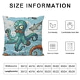 thumbnail image 5 of Pirates Throw Pillow Cushion Case, Pirates Crocodile Octopus Shark Crab Seagulls Parrot Bottle of Rum Cartoon Style, Decorative Square Accent Pillow Cover, Multicolor, 5 of 5