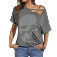 thumbnail image 1 of Tops de Mujer Elegante Casual Fuera Del Hombro Tops Camisas Erógenas Blusa Regular Estampada de Manga Corta Odeerbi ODB161785, 1 of 3