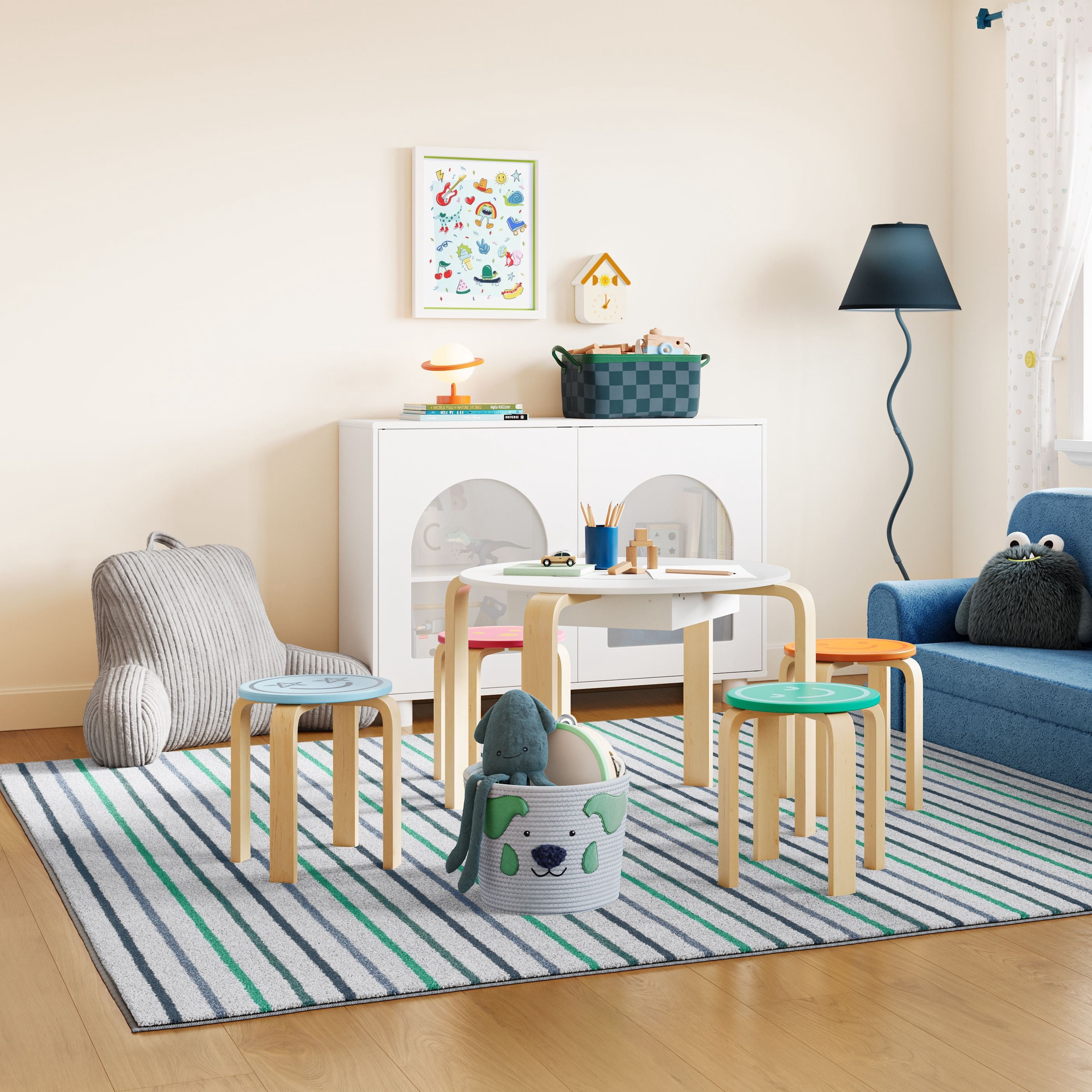 Mainstays Kids Arched Storage Accent Cabinet with Acrylic Doors, White