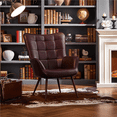 thumbnail image 3 of Yaheetech Contemporary Faux Leather Accent Chair for Living Room, Chestnut Brown, 3 of 9