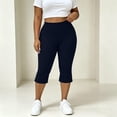 thumbnail image 4 of Noric Women's Plus Size Bow Tie Cuff Capri Leggings High Waist Stretchy Yoga Pants Side Split Casual Workout Cropped Tights, 4 of 9