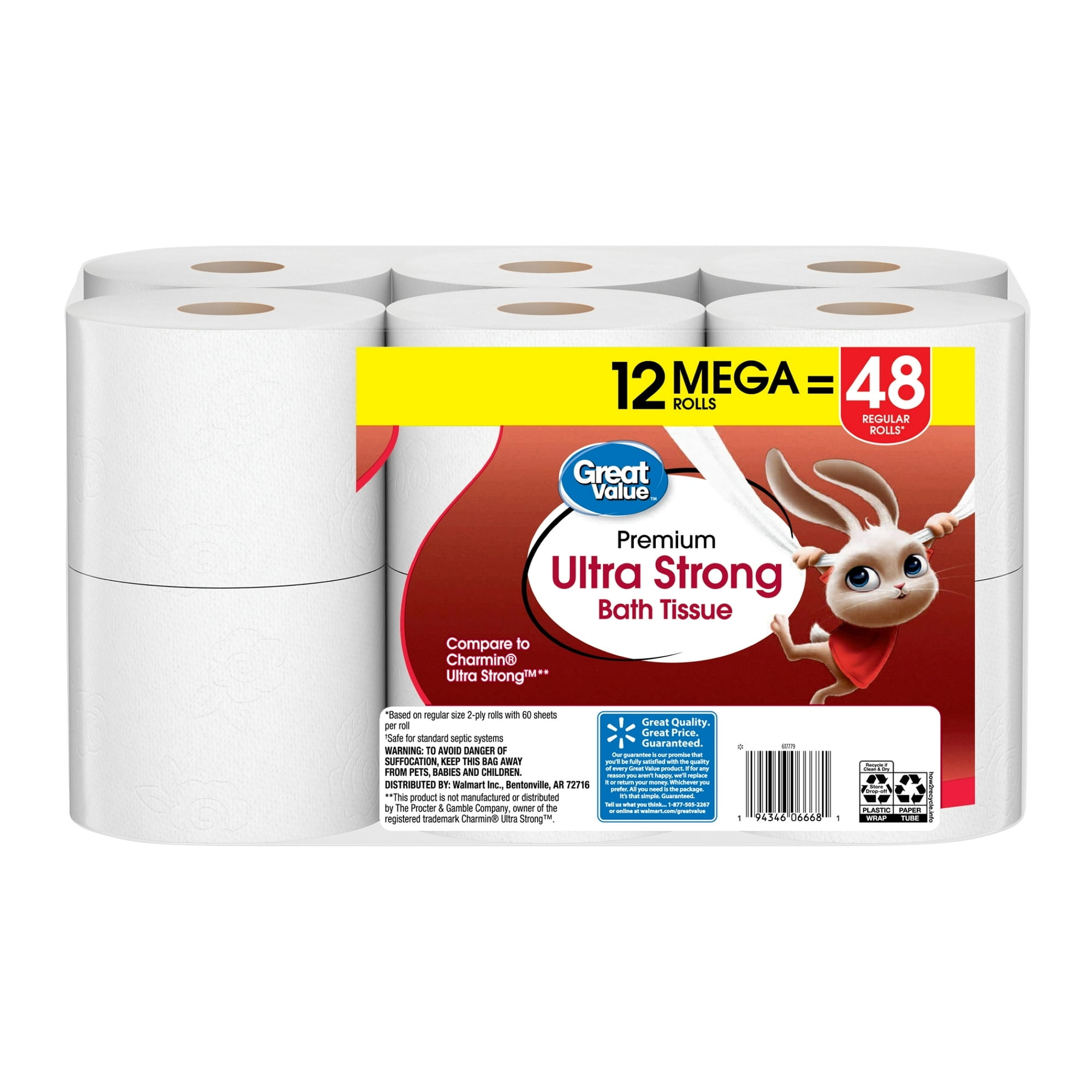 Ultra Strong 2-Ply Toilet Paper, 12 Mega Rolls
