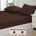 thumbnail image 3 of 900 Thread Count 100% Egyptian Cotton 3-Piece Fitted Sheet ( 1 Fitted Sheet + 2 Pillow Covers) 30 Inches Deep Pocket Size Twin Color Chocolate Stripe, 3 of 6