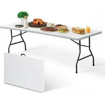 HomGarden Plastic Folding Table, Portable Indoor Outdoor Heavy Duty Utility Table for Game Puzzles Crafting Picnic Camping Dining Party, White (8 FT)