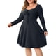thumbnail image 3 of Vestido Casual de Mujer de Talla Grande con Cuello Cuadrado, Larga y Canalé. Gris Oscuro XL, 3 of 9