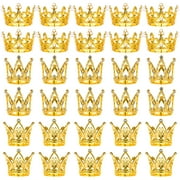 30 Pcs Crowns for Flower Bouquets Gold Napkin Rings Crown Cake Topper Mini Crown for Flower Bouquet Accessories Birthday Crowns Cupcake Toppers for Wedding Thanksgiving Day Decor, 3 Style