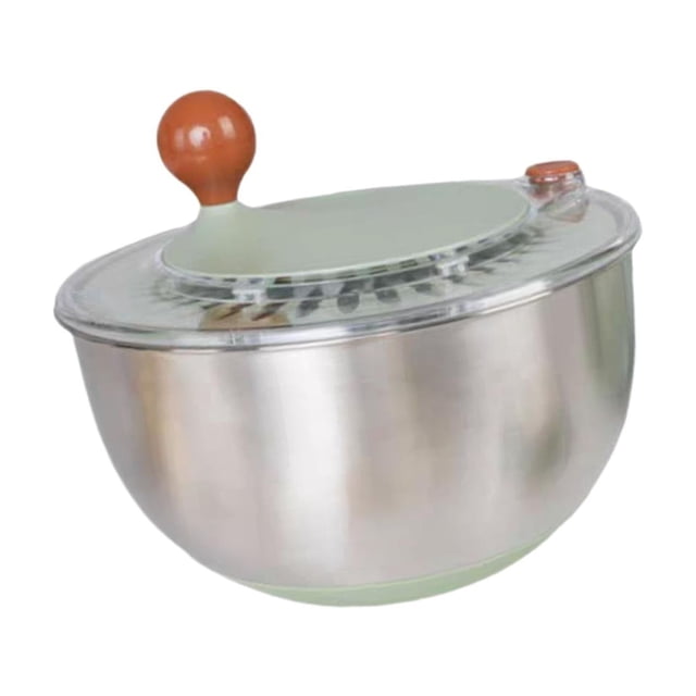 Limpiador de ensaladas, secador manual de verduras, recipiente reutilizable multiusos, lavadora de acero inoxidable eficiente, adecuado para el hogar, verde