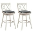 thumbnail image 1 of Gymax Set of 2 Barstools Swivel Bar Height Chairs with Rubber Wood Legs Antique White, 1 of 10