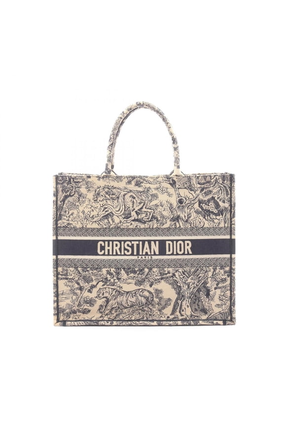 Pre-Owned Christian Dior BOOK TOTE Large Tote Bag Handbag Canvas Women's Beige/Navy