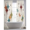 thumbnail image 5 of Yellow Green Diamond Sheer Curtains 84 Inch Length 2 Panels Set Window Treatments, Modern Geometric Middle Century Beige Rod Pocket Semi Curtains for Living Room/Bedroom/Kitchen Décor, 104"W x 84"L, 5 of 7